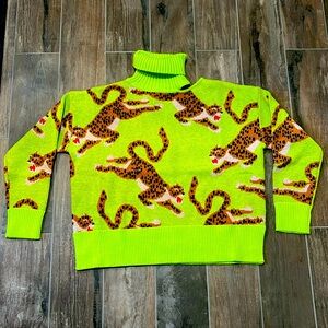 Farm Rio small neon turtleneck cutout sweater new with tags